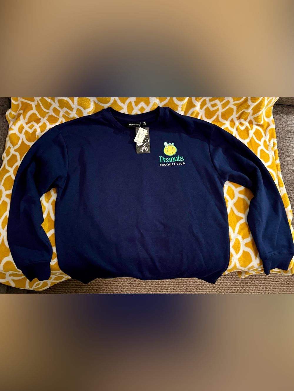 Peanuts Navy T-Shirt with Yellow & Teal Racquet Club Logo